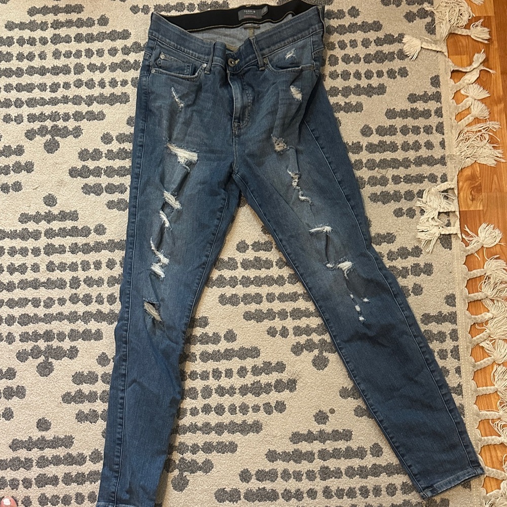 Torrid Distressed Skinny Jeans in Blue